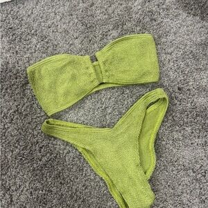 Green Textured Bikini Set